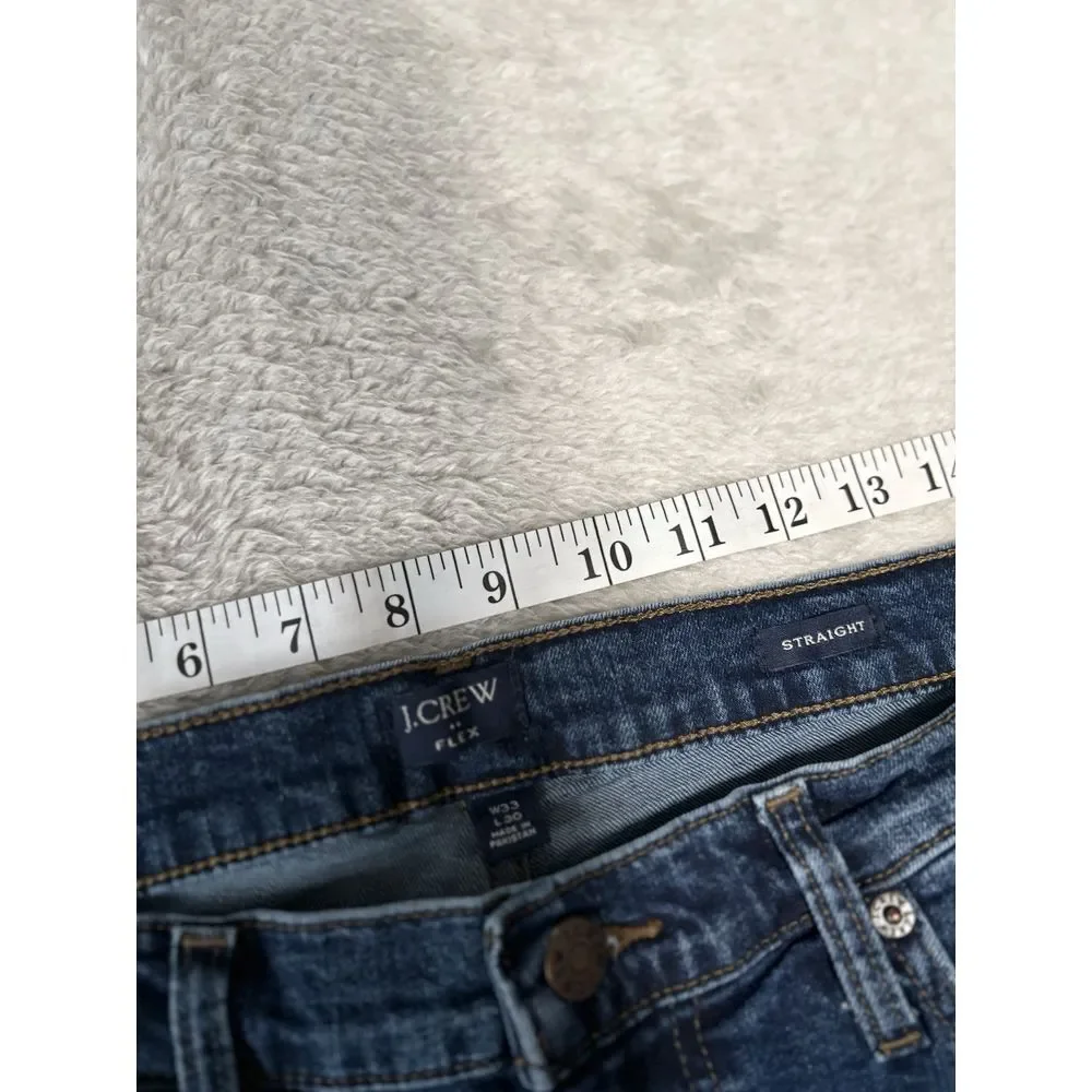 J Crew Flex Mens Blue Denim Straight‎ Jeans Size 33x30 Pants Stretch